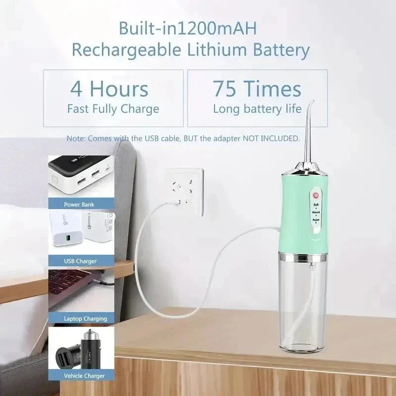 Ultimate Portable Smart Electric Oral Irrigator - 4 Jet Tips, 3 Modes, Rechargeable Water Flosser for a Brighter Smile