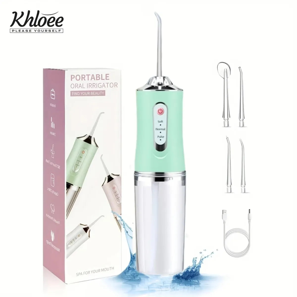 Ultimate Portable Smart Electric Oral Irrigator - 4 Jet Tips, 3 Modes, Rechargeable Water Flosser for a Brighter Smile