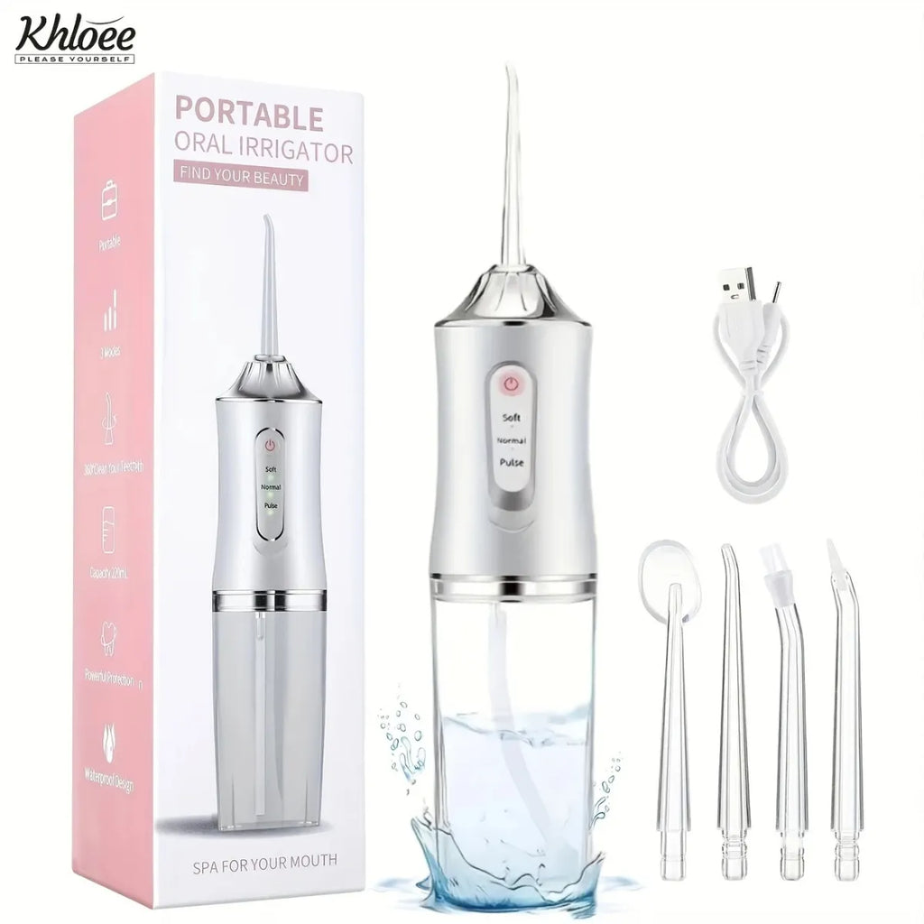 Ultimate Portable Smart Electric Oral Irrigator - 4 Jet Tips, 3 Modes, Rechargeable Water Flosser for a Brighter Smile